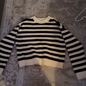 Zara Black and White Striped Kids Sweater